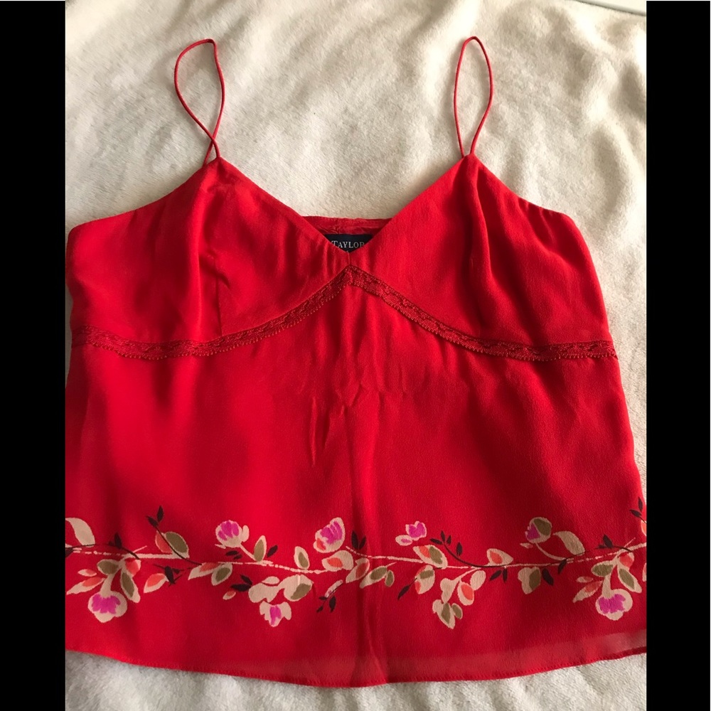 Ann Taylor 100% Silk Red Blouse